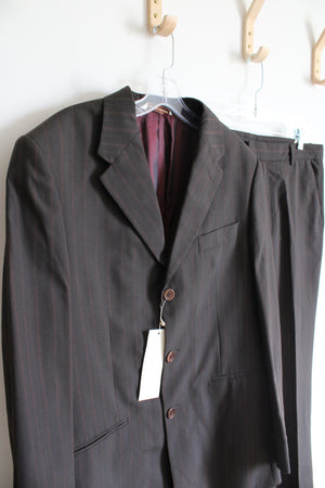 NEW Perry Ellis Brown Striped Suit Coat & Pants Set | 31X30/40