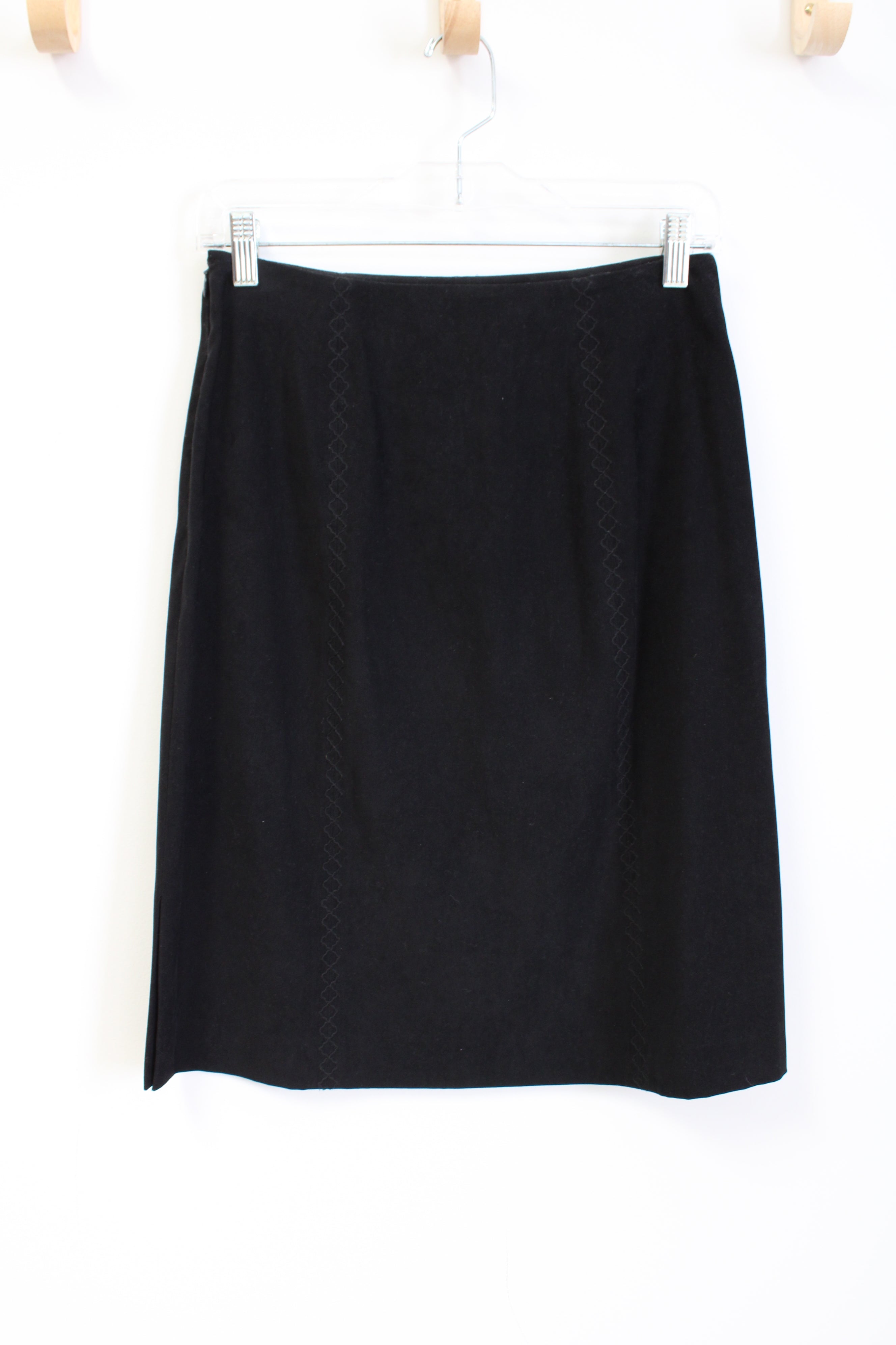 Talbots Stretch Black Embroidered Sueded Skirt | 4 Petite