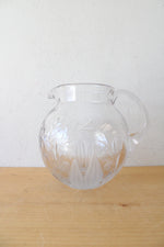 Etched Lily Of The Valley Glass Small Pitcher