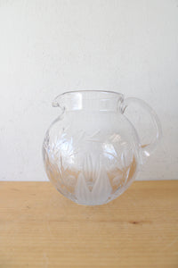 Etched Lily Of The Valley Glass Small Pitcher