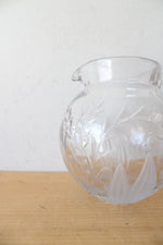 Etched Lily Of The Valley Glass Small Pitcher