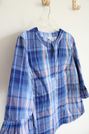 Talbots Blue & Pink Plaid Top | M