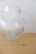 Etched Lily Of The Valley Glass Small Pitcher