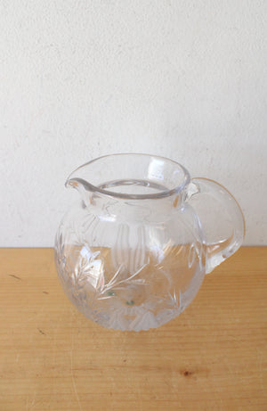 Etched Lily Of The Valley Glass Small Pitcher