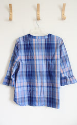 Talbots Blue & Pink Plaid Top | M