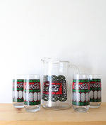 Vintage Red & Green Coca-Cola Glass & Pitcher Set