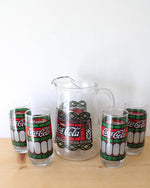 Vintage Red & Green Coca-Cola Glass & Pitcher Set