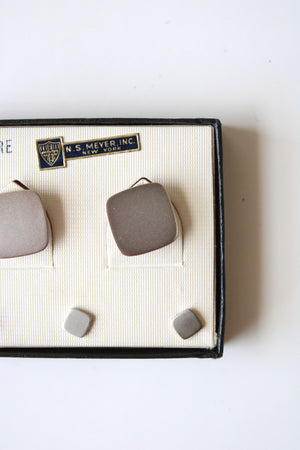 N.S. Myer Inc. New York Silvore Silver Cuff Links & Button Stud Pins Set