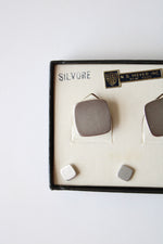 N.S. Myer Inc. New York Silvore Silver Cuff Links & Button Stud Pins Set