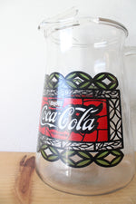 Vintage Red & Green Coca-Cola Glass & Pitcher Set