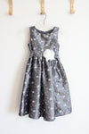 Sweet Heart Rose Gray Embroidered White Flower Dress | Youth 6