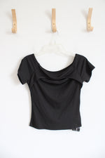 NEW Shein Black Ribbed Cut Out Top | L