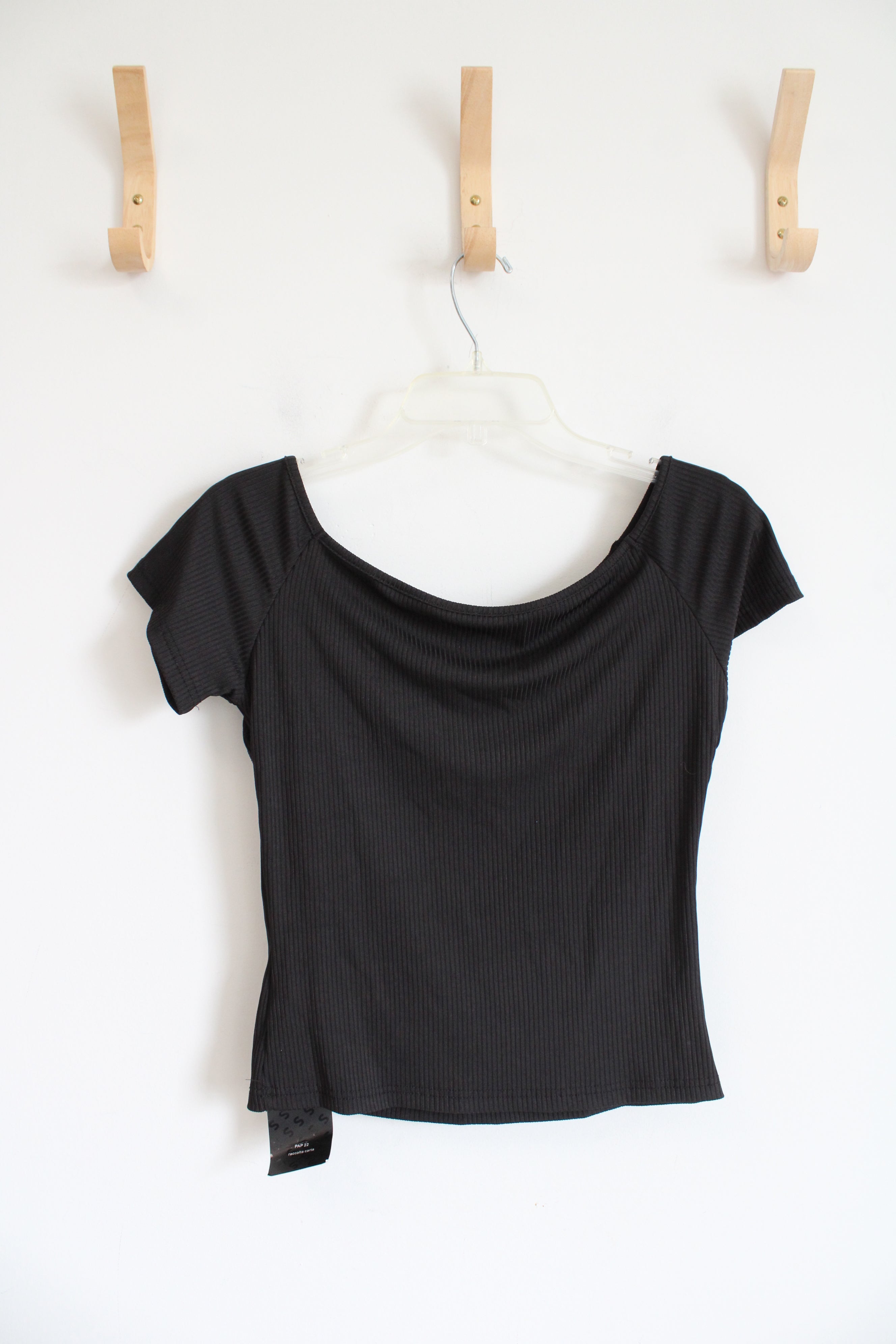 NEW Shein Black Ribbed Cut Out Top | L