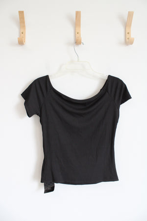 NEW Shein Black Ribbed Cut Out Top | L