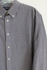 Chaps Regular Fit Black Plaid Button Down Shirt | 17 1/2 34/35