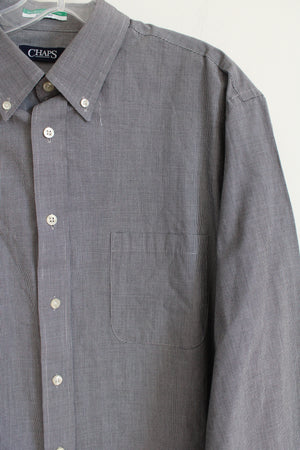 Chaps Regular Fit Black Plaid Button Down Shirt | 17 1/2 34/35