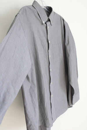 Chaps Regular Fit Black Plaid Button Down Shirt | 17 1/2 34/35