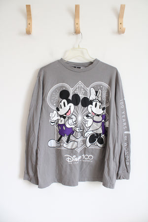 Disney Gray Mickey & Minnie 100 Years Of Wonder Long Sleeved Top | XL