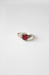 Ruby Heart Stone Sterling Silver Ring | Size 8