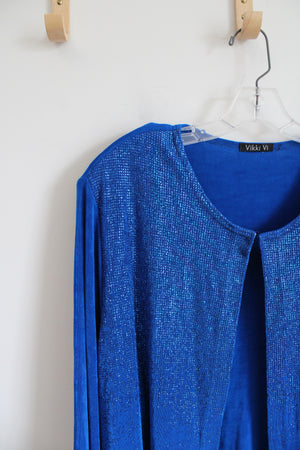 Vikki Vi Blue Sequined Cardigan | 3X