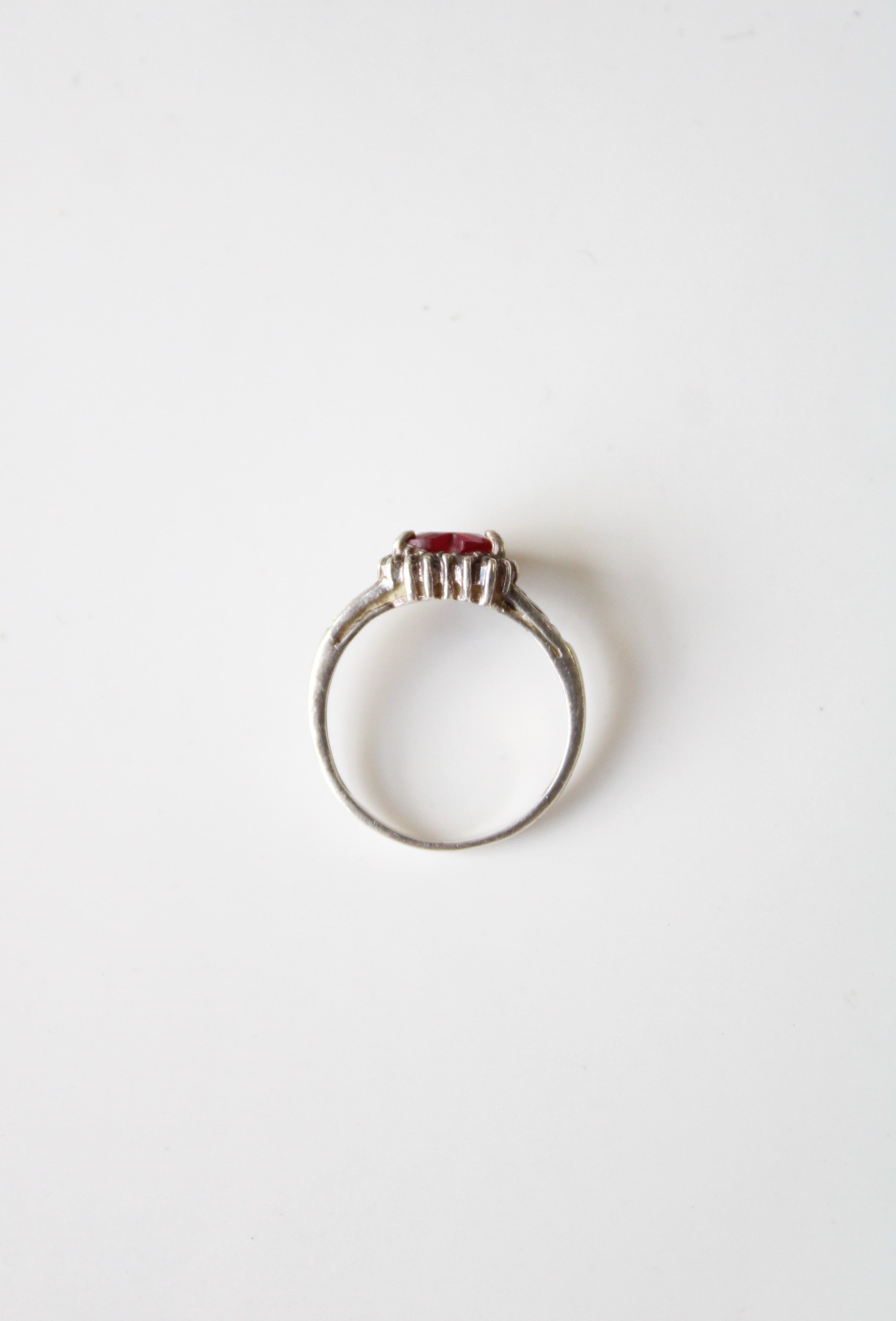 Ruby Heart Stone Sterling Silver Ring | Size 8