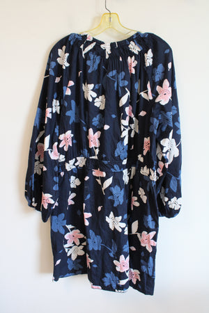 NEW Free Assembly Navy Blue Floral Long Sleeved Dress | XXXL