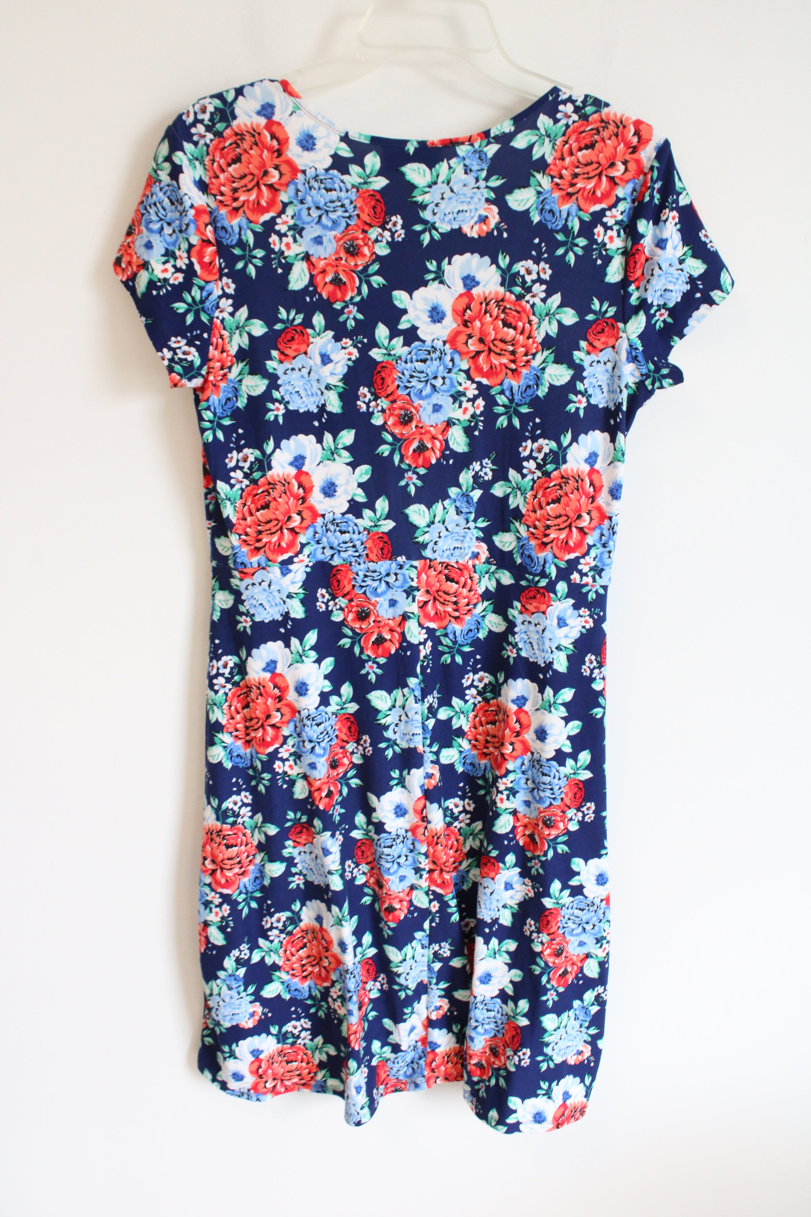 Bobbie Brooks Blue Red & White Floral Wrap Dress | M