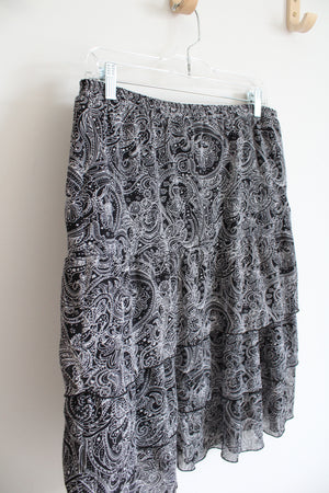 Notations Black & White Patterned Layered Skirt | M