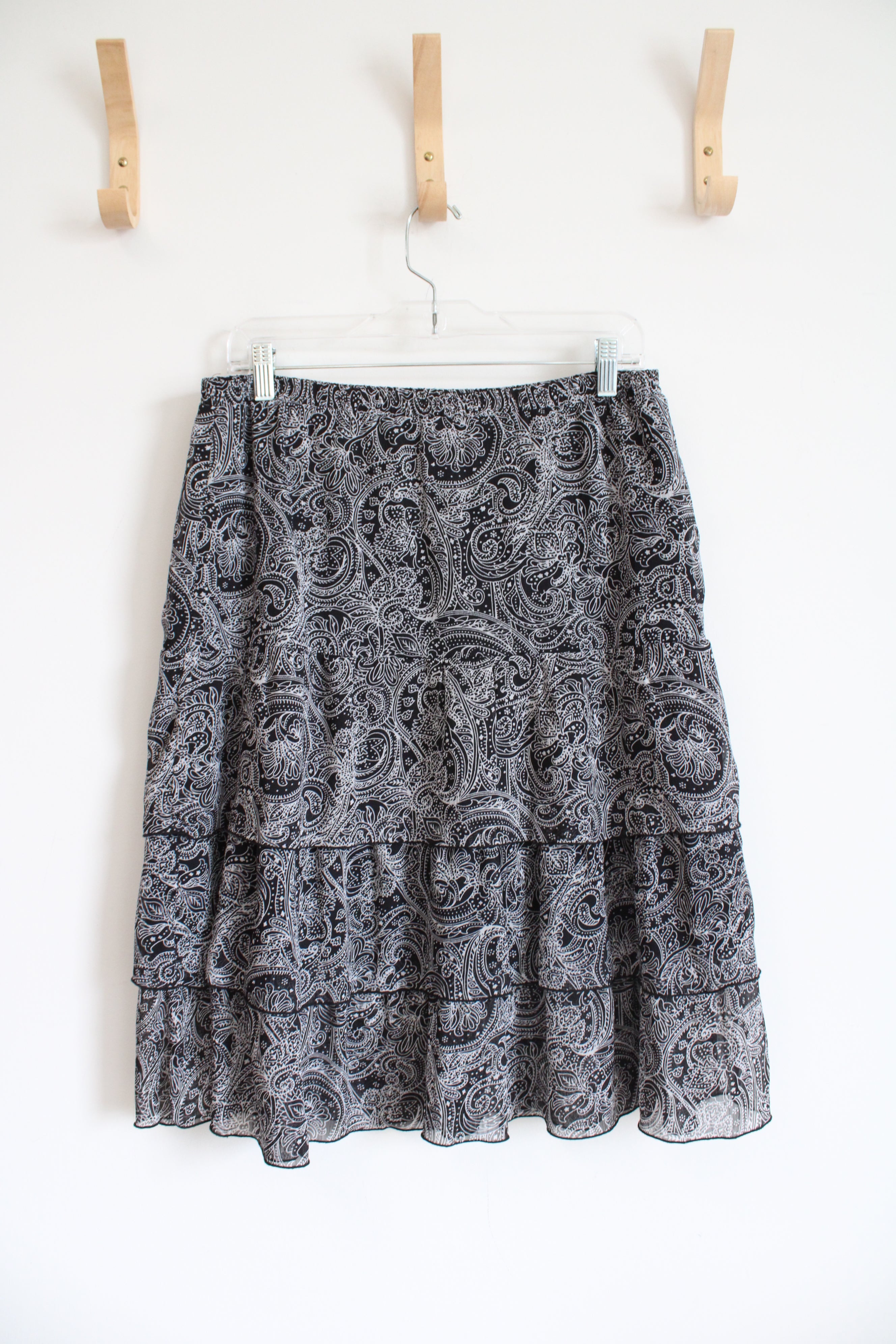 Notations Black & White Patterned Layered Skirt | M