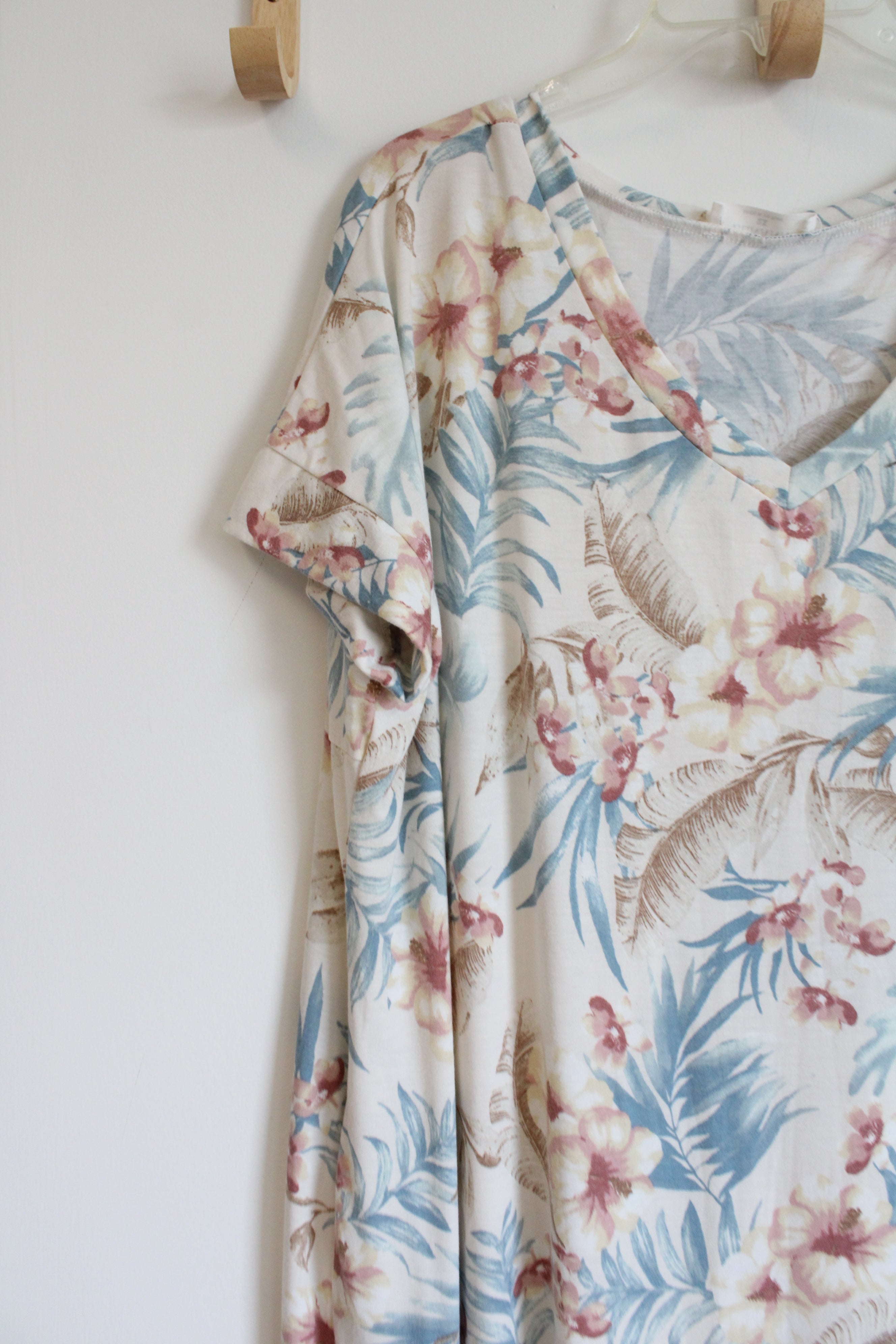 Zenana Blue & Tan Floral Maxi Dress | 2X