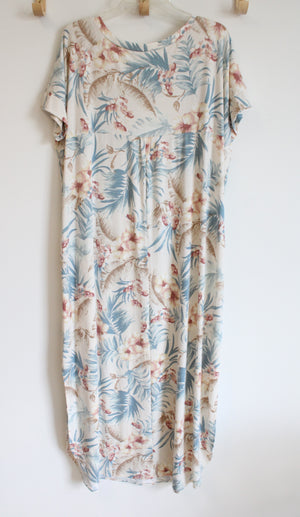 Zenana Blue & Tan Floral Maxi Dress | 2X