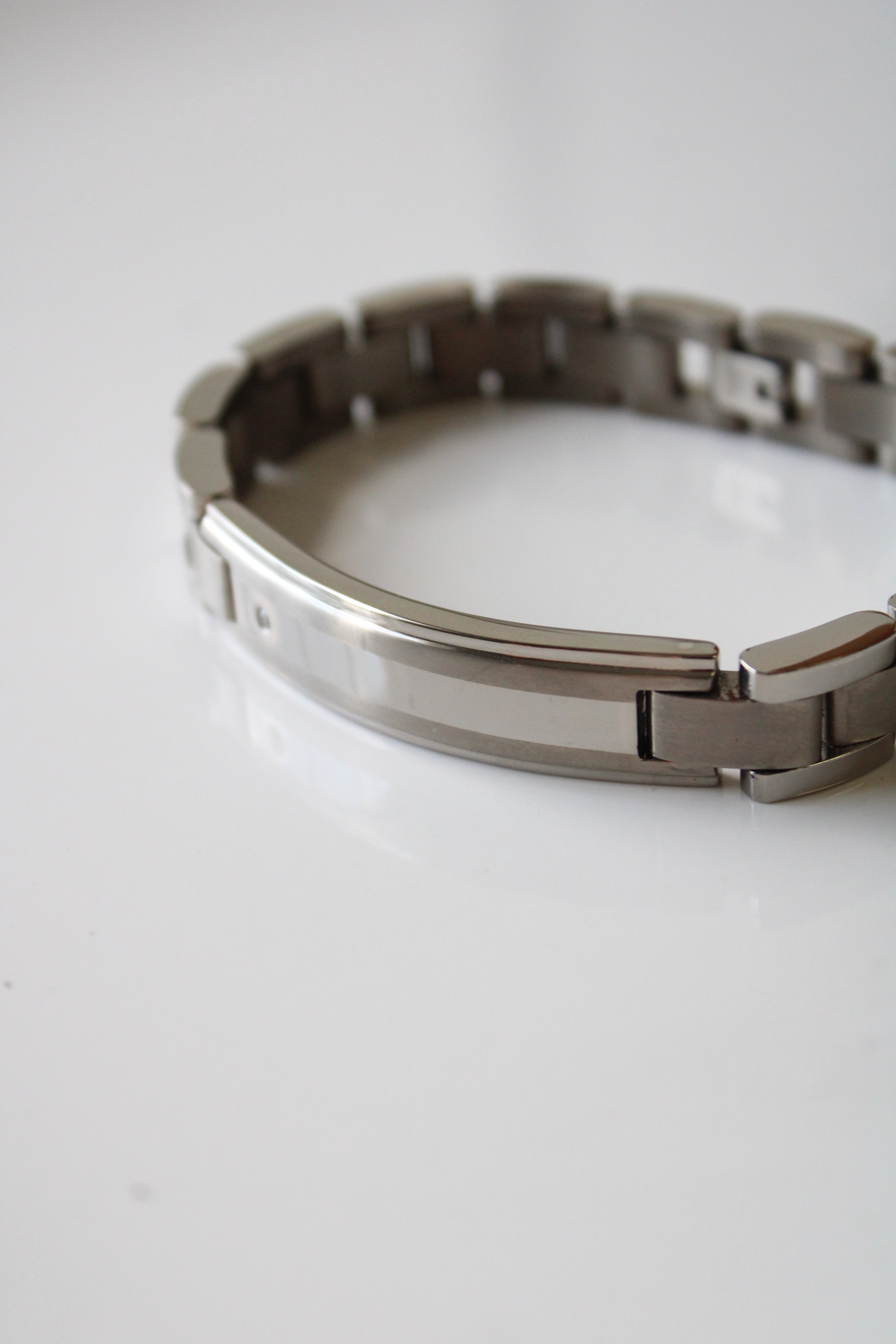 Stainless Steel Diamond Men's Silver Bracelet