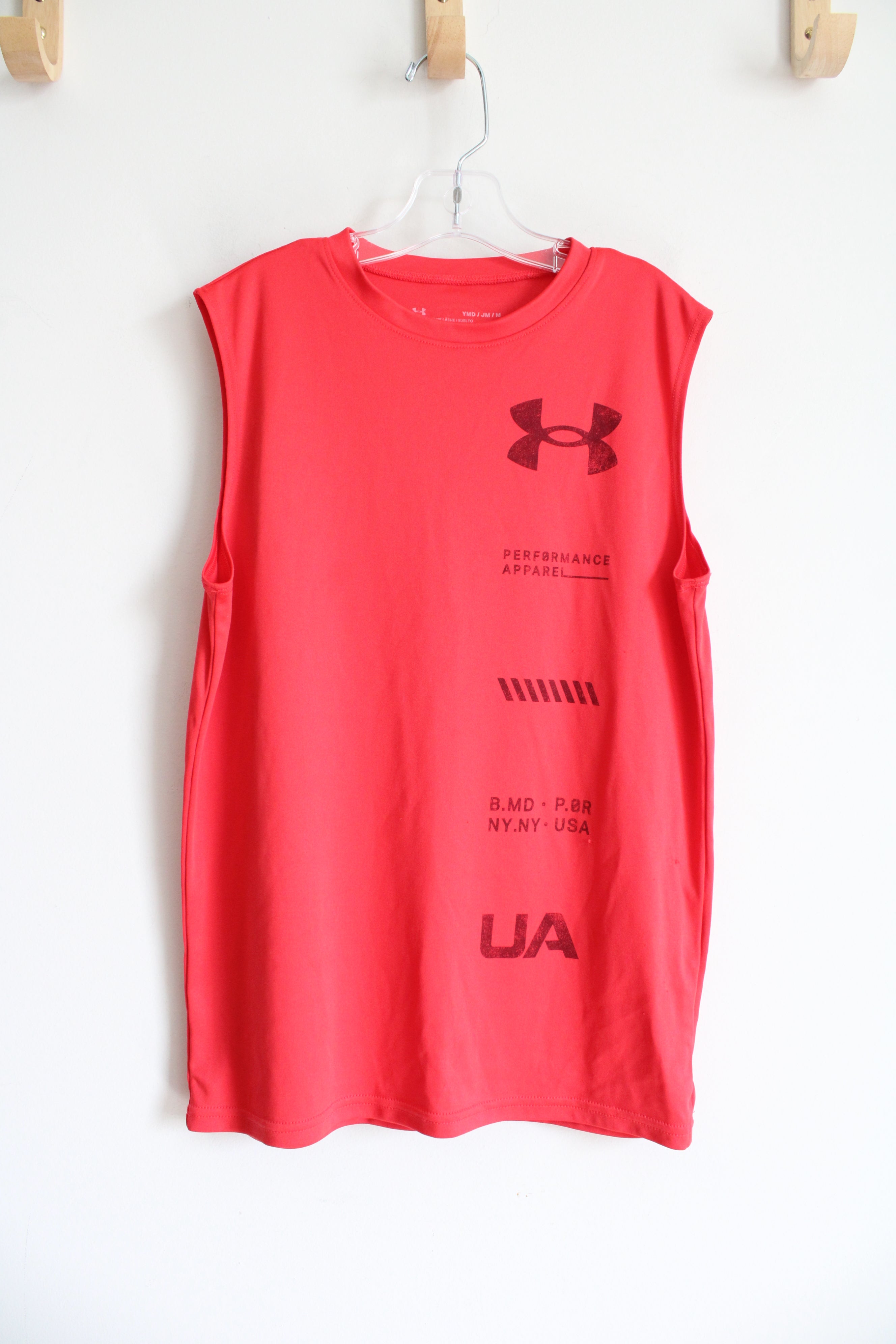 Under Armour Red Orange Athletic Muscle Tank | Youth M (10/12)