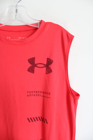 Under Armour Red Orange Athletic Muscle Tank | Youth M (10/12)