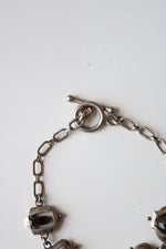 Vintage Genuine Pearl & Sterling Silver Shape Charm Toggle Bracelet