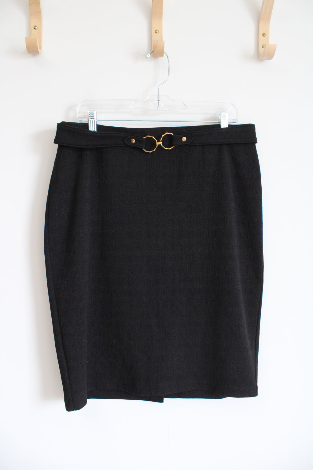 New York Clothing Co. Black Belted Knit Skirt | L