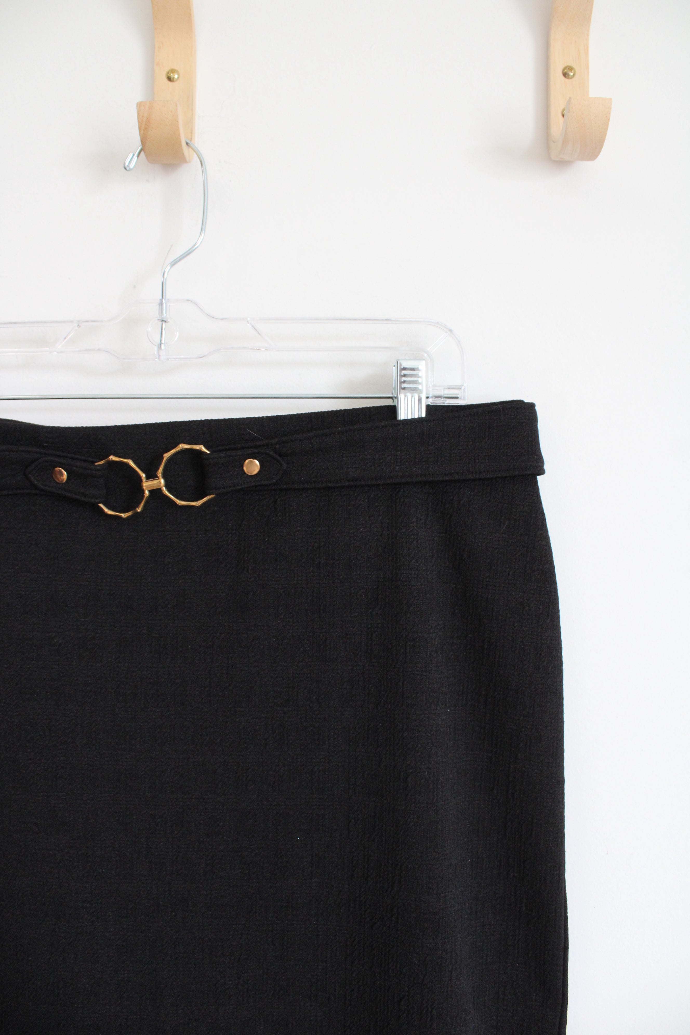 New York Clothing Co. Black Belted Knit Skirt | L