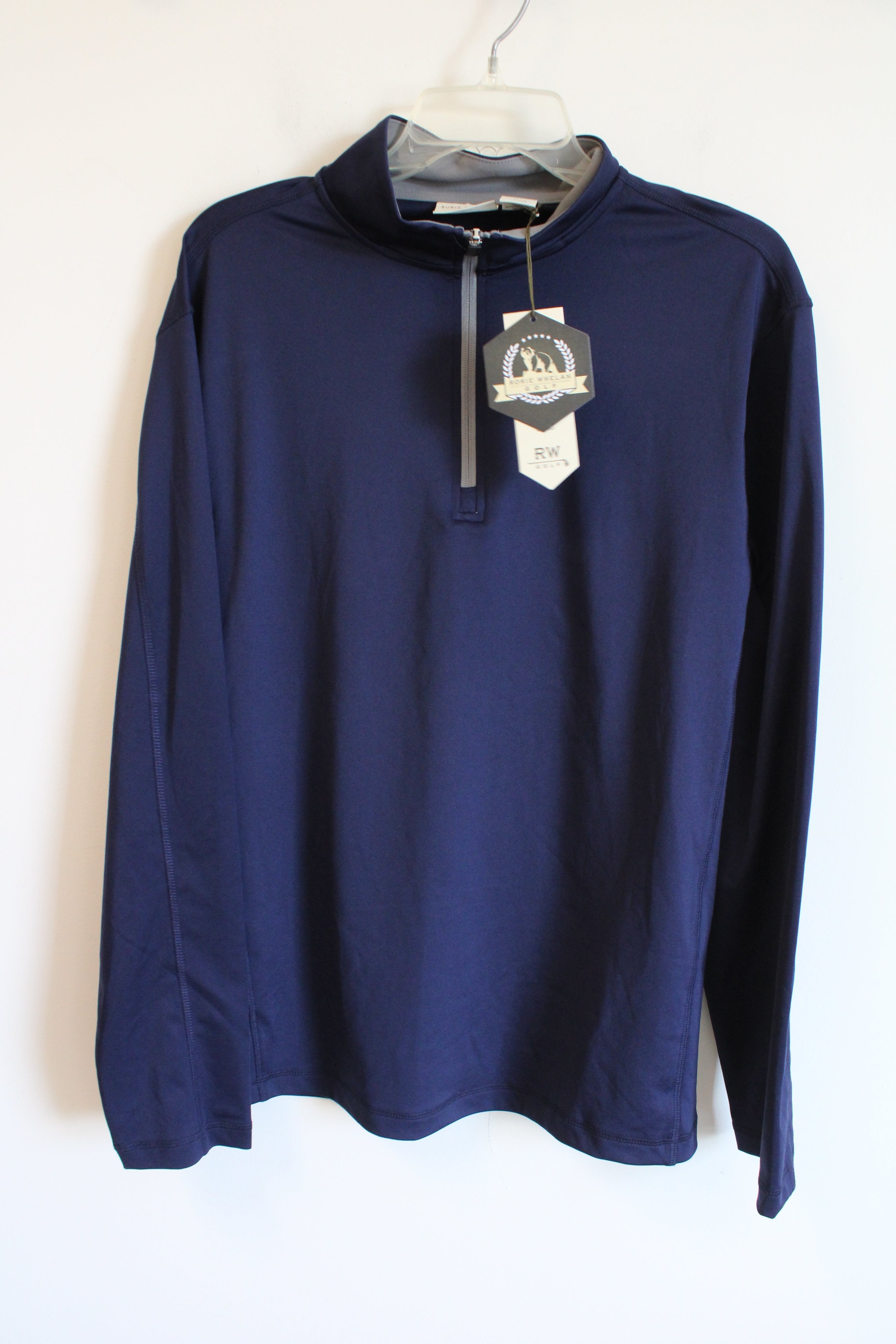 NEW Rorie Whelan Golf Navy Blue 1/4 Zip Pullover Sweatshirt | L