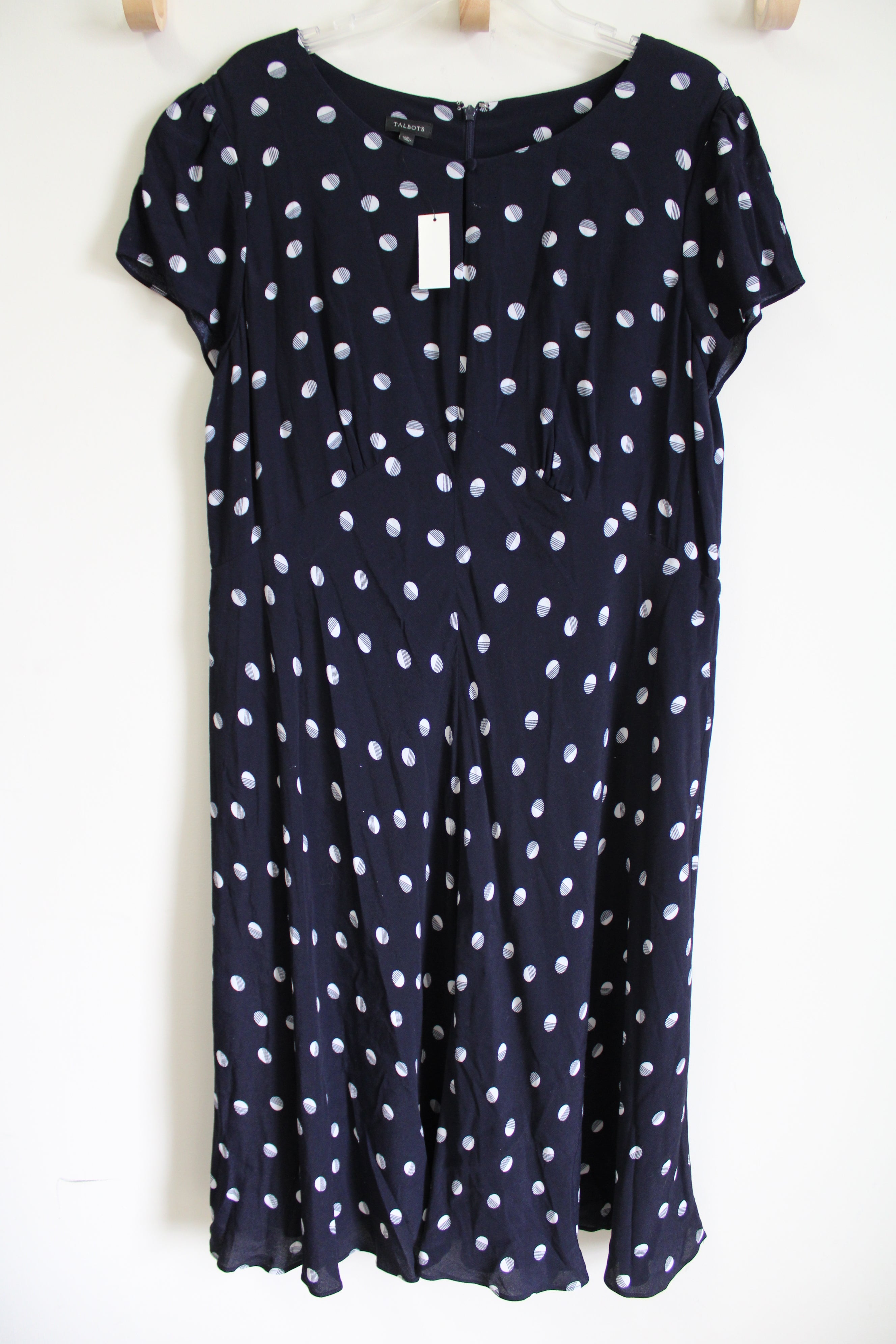 NEW Talbots Navy Blue Polka Dotted Dress | 16