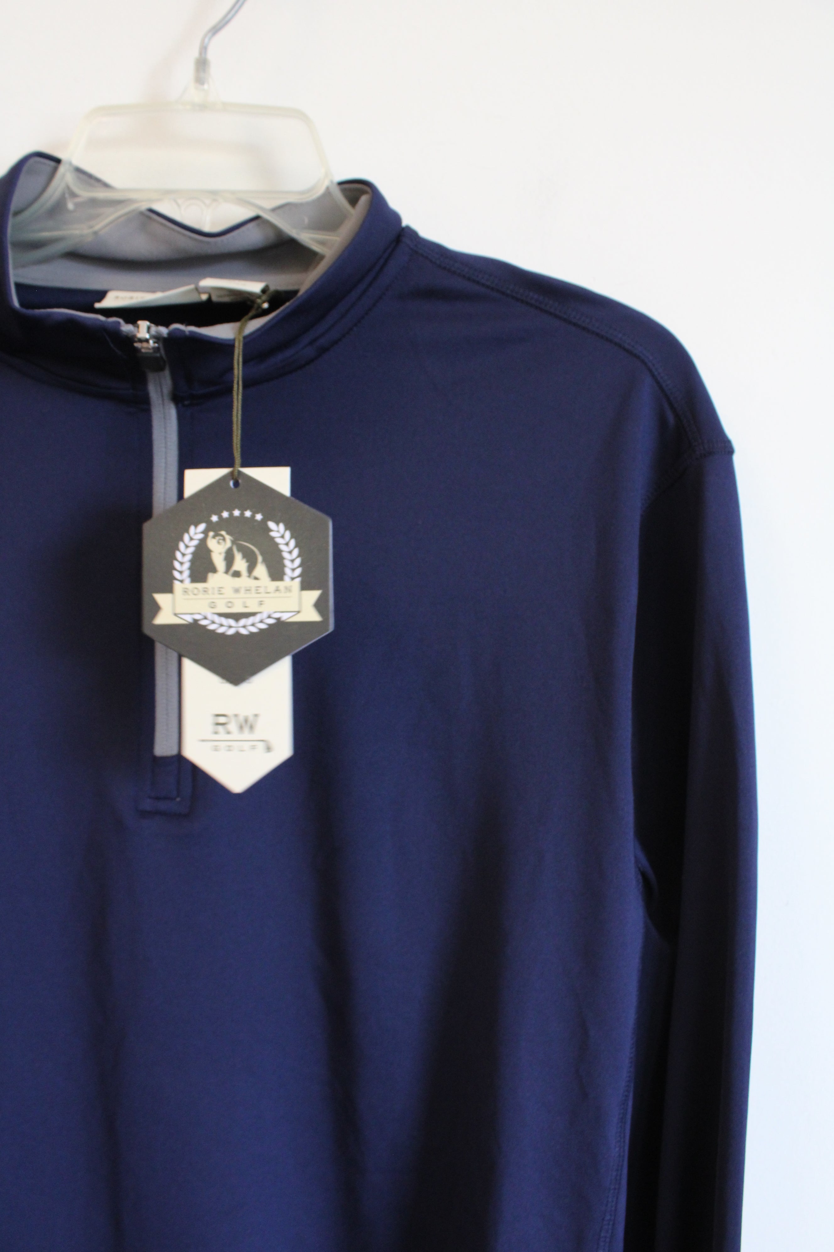 NEW Rorie Whelan Golf Navy Blue 1/4 Zip Pullover Sweatshirt | L