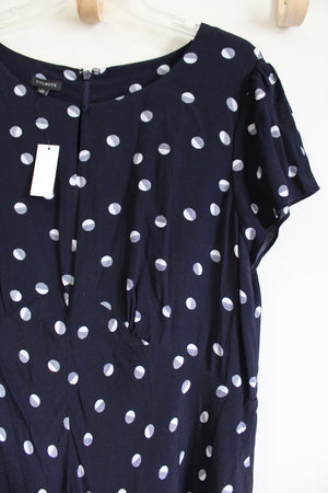 NEW Talbots Navy Blue Polka Dotted Dress | 16