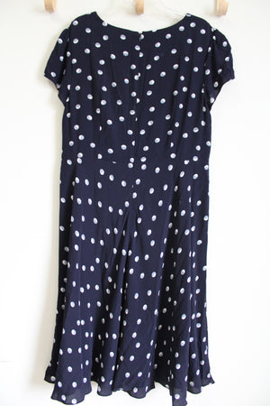 NEW Talbots Navy Blue Polka Dotted Dress | 16