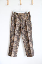 Talbots Brown & Tan Patterned Silk Wool Blend Pants | 6 Petite