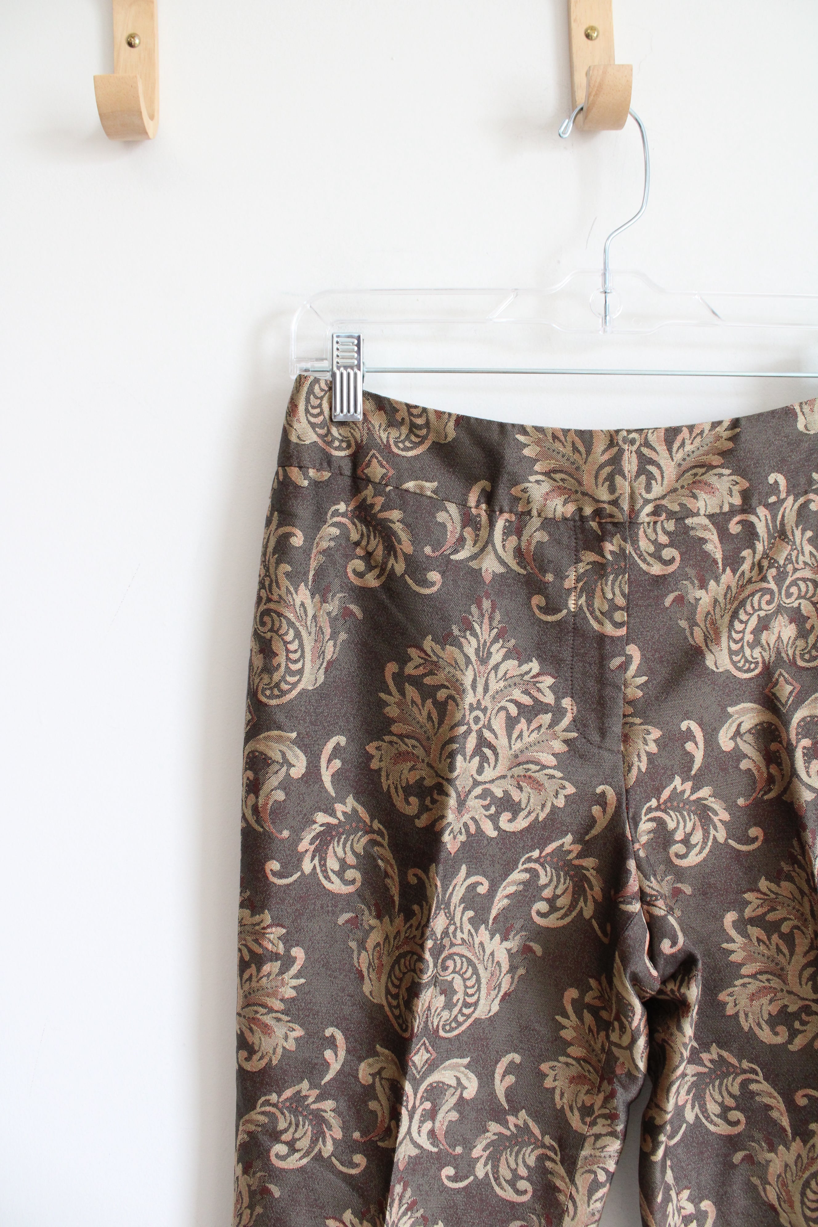 Talbots Brown & Tan Patterned Silk Wool Blend Pants | 6 Petite