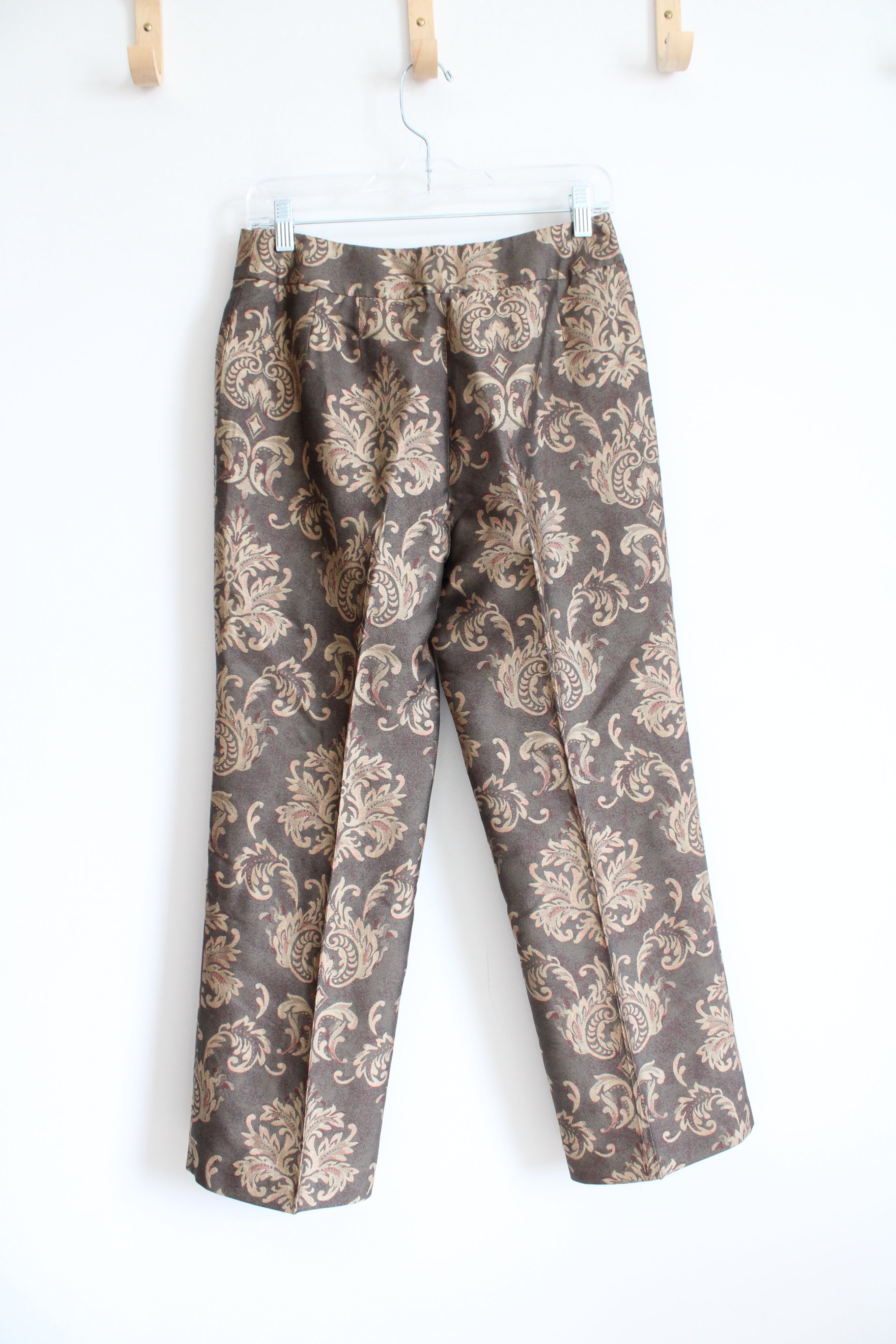 Talbots Brown & Tan Patterned Silk Wool Blend Pants | 6 Petite