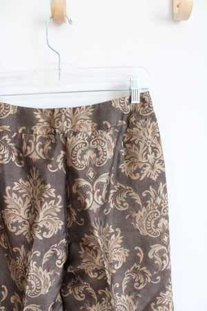 Talbots Brown & Tan Patterned Silk Wool Blend Pants | 6 Petite