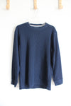 Architect Jean Co. Navy Waffle Knit Long Sleeved Shirt | Youth L (14/16)