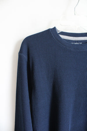 Architect Jean Co. Navy Waffle Knit Long Sleeved Shirt | Youth L (14/16)