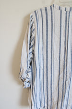 Nine West White Blue Striped Cotton Top | 1X