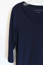 Susan Graver Dark Navy Blue Scoopneck Top | S